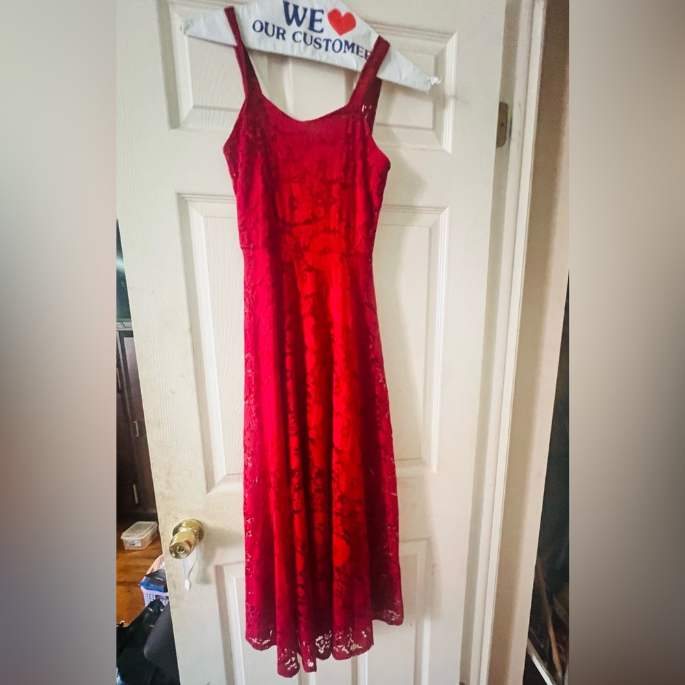 Red lace dress